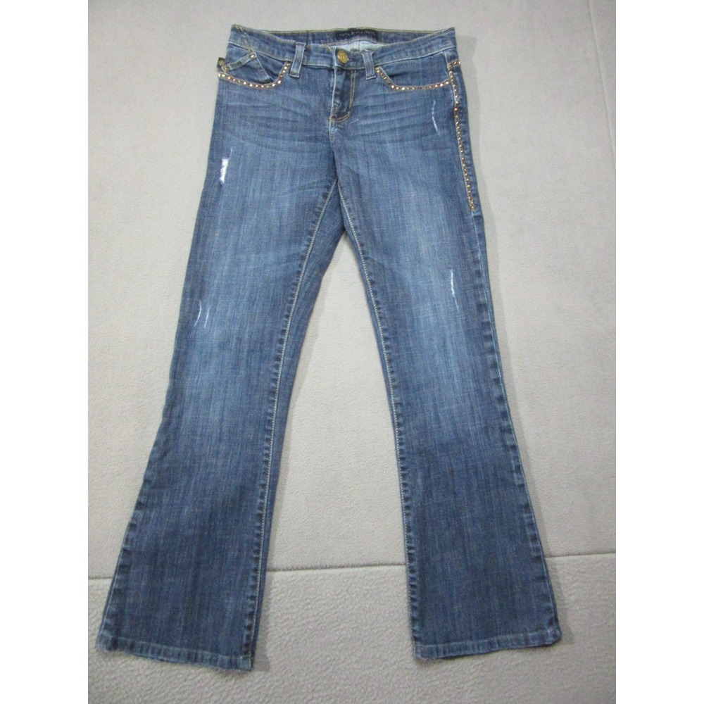 Rock Republic Jeans Women 6 Blue Studded Bootcut Low Rise Denim Distressed Y2K